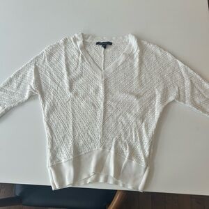 White House Black Market Textured V-Neck Sweater - White